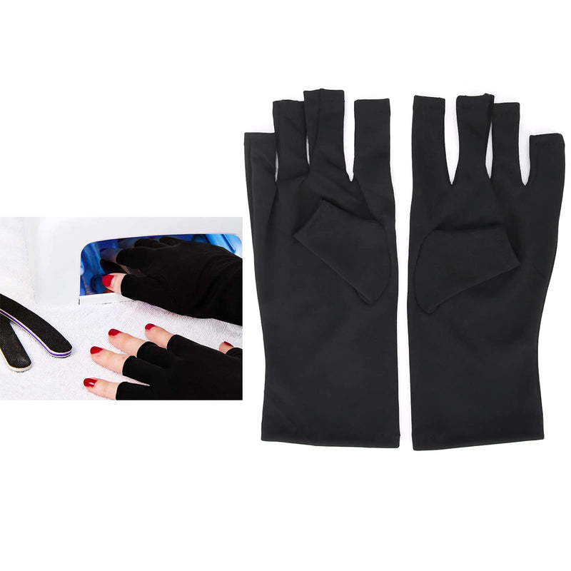 [Australia] - LED Nail Art Curing Lamp Protection Glove Nail Art Skin Care Glove for Gel Nail Lamp for Manicures for Harm, Sunburn, Home Outdoor Use(black) Black 