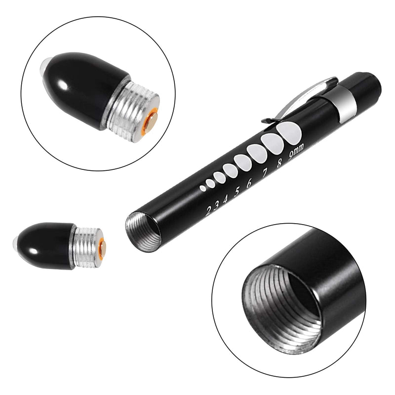 [Australia] - ALMOCN 2 Pack Pen Light,Nurse Medical Reusable LED Penlight White Light with Pupil Gauge and Ruler,Black and Purple Black and Purple 