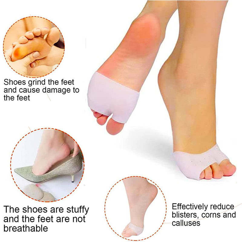[Australia] - Mcvcoyh Gel Toe Protectors with Metatarsal Pads, Toe Caps Toe Sleeves for Women, Ball of Foot Cushion for Corns Remover, Callus Cushion and Blister Pads, 1 Pair Toe Guards and Toe Covers Close White 