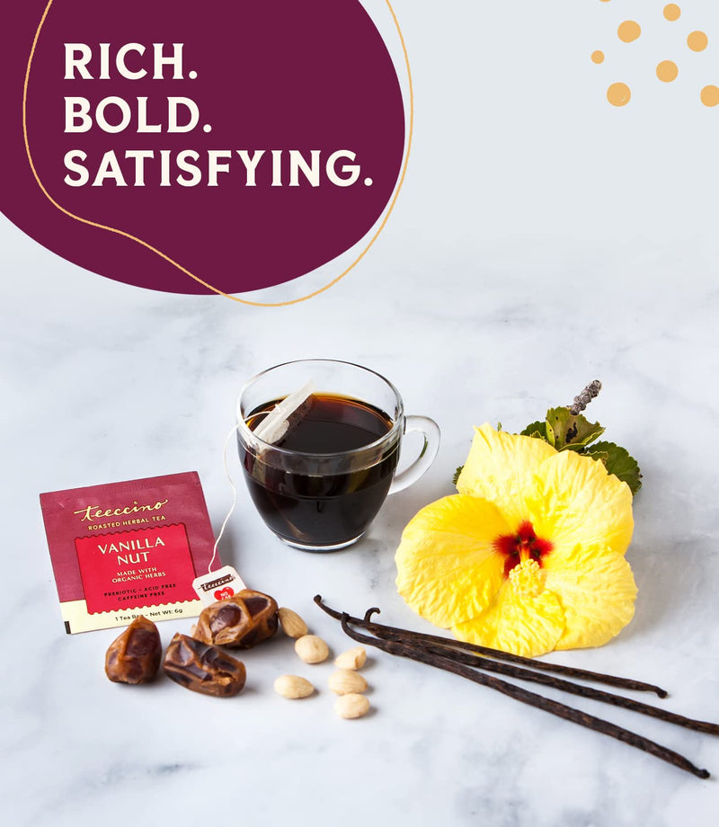 [Australia] - Teeccino Herbal Tea – Vanilla Nut – Rich & Roasted Herbal Tea That’s Caffeine Free & Prebiotic for Natural Energy, 25 Tea Bags 25 Count (Pack of 1) 