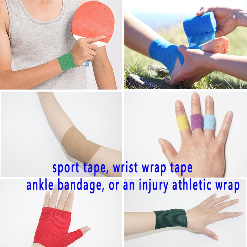 [Australia] - [12 Pack-3"x5Yards]MINGYUE Self Adhesive Bandage Wrap,Athletic Tape,Sports Tape,Wrist and Ankle Wrap Tape,Cohesive Bandage for Vet Wrap(Black) 12rolls Black 