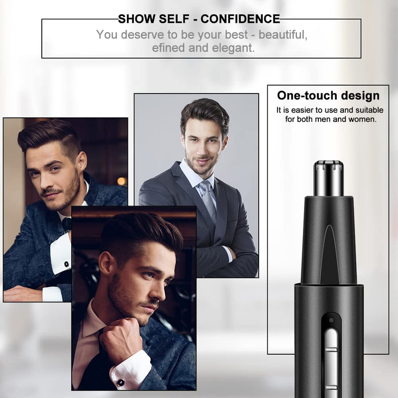 [Australia] - Nose Hair Trimmer for Men and Women, IPX7 Waterproof Painless USB Rechargeable Metal Nasal & Ear Hair Trimmer, Portable Low Noise Dual-Edge Spinning Blade Nose Trimmer, Wet & Dry, Easy Cleansing 