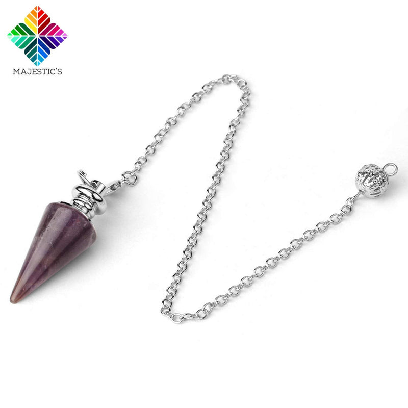 [Australia] - 3x Divination Pendulum Rock Crystal, Amethyst and Rose Quartz Cone Shape, Natural Stone Radiesthesia Pendulum - Pack of 3 Pendulums 