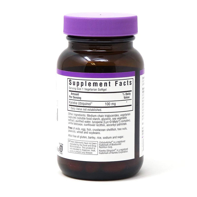 [Australia] - Bluebonnet Ccellular Active CoQ10 Ubiquinol Vegetarian Softgels, 100 mg, Maroon, 60 Count 