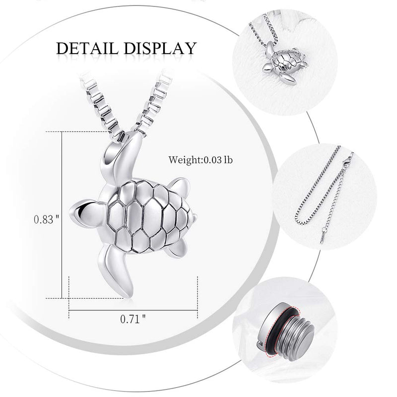 [Australia] - XSMZB Sea Turtle Cremation Jewelry for Ashes Stainless Steel Keepsake Memorial Urn Pendant Necklace for Pet/Human Silver 