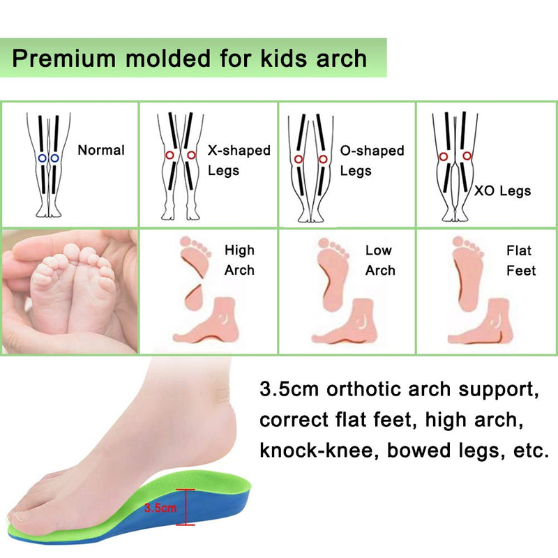 [Australia] - Bacophy Kids Orthotic Arch Support Shoe Insoles, Children Pu Cushioning Inserts, Shock Absorption Velvet Surfaces Deep Heel Cup Inner Sole for Flat Feet, Plantar Fasciitis, Feet Heel Pain Relief (XXL) 4-6 M Big Kid 