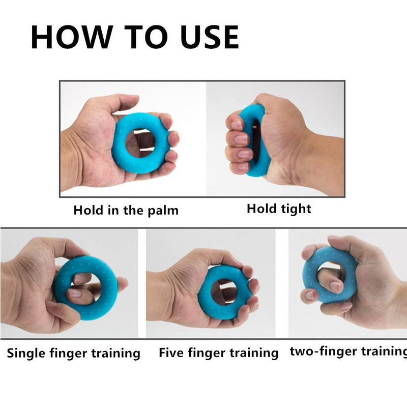 [Australia] - 3 Resistance Levels Grip Strength Trainer,Hand Grip Strengthener,Forearm Exerciser Trainer Silicone Rings for Stress Relief & Rehabilitation 