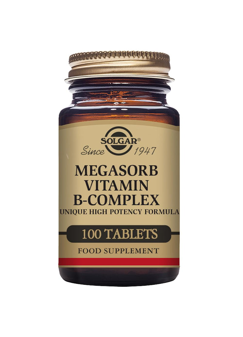 [Australia] - Solgar Megasorb Vitamin B-Complex Tablets - Pack of 100 - Supports Mental Performance - Premotes a Reduction in Tiredness and Fatigue - Vegan, Gluten Free and Kosher 