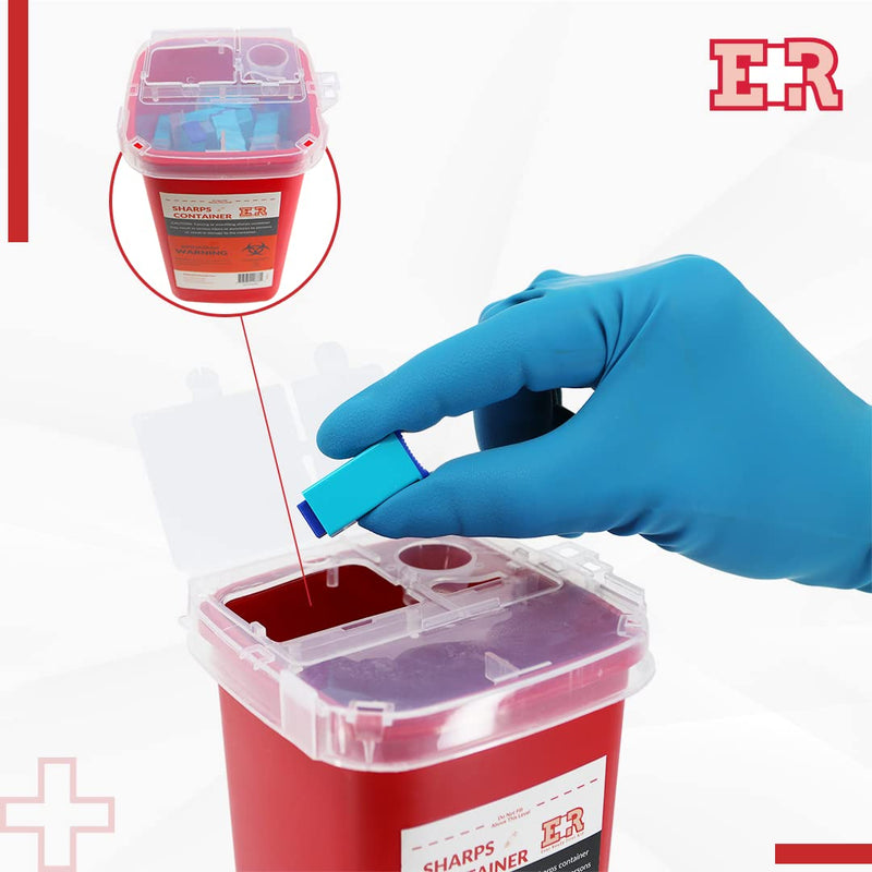 [Australia] - Ever Ready First Aid Sharps Container with Split Lid Design and Locking Mechanism for Sharp Waste Disposal, 1 Quart - 6 Count 