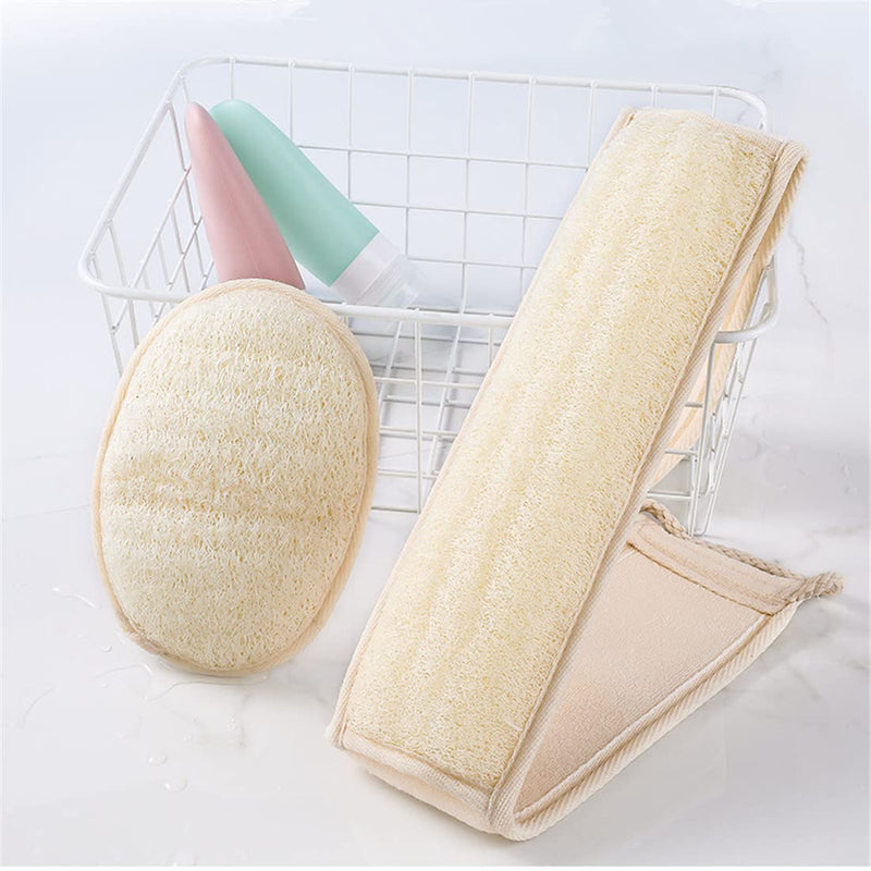 [Australia] - Exfoliating Loofah Back Scrubber for Shower, Natural Luffa Loofah Pad Bath Brush Body Bath Sponge, Double Side Scrubbing Strap Back Washer for Men & Women (Back Scrubber) 