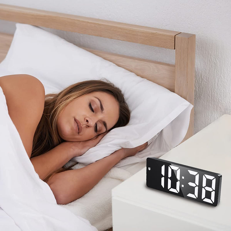 [Australia] - Digital Alarm Clock, [Upgraded Version] LED Clock for Bedroom, Electronic Desktop Clock with Temperature Display, Adjustable Brightness, Voice Control, 12/24H Display for Home, Bedroom, Office Full Black 