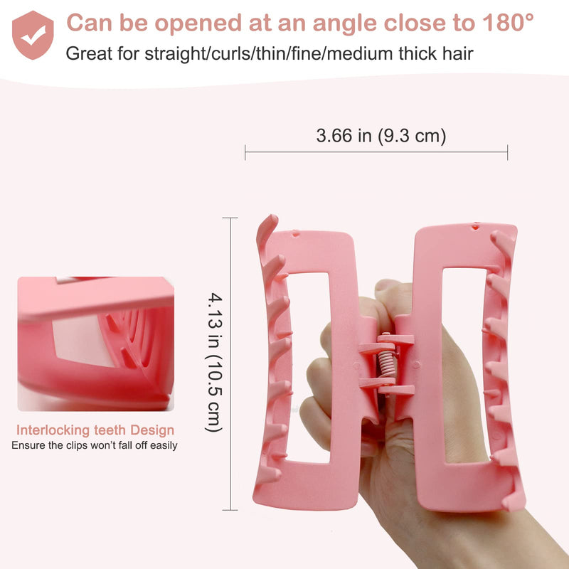 [Australia] - Kavya Hair Claw Clips Strong Hold Rectangle Hair Clip Matte Solid Color Hair Jaw Clamp Non-Slip Catch Hair Clips Jumbo Hair Styling Accessories for Women Girls Thick Hair(6 Colours) Set-1 