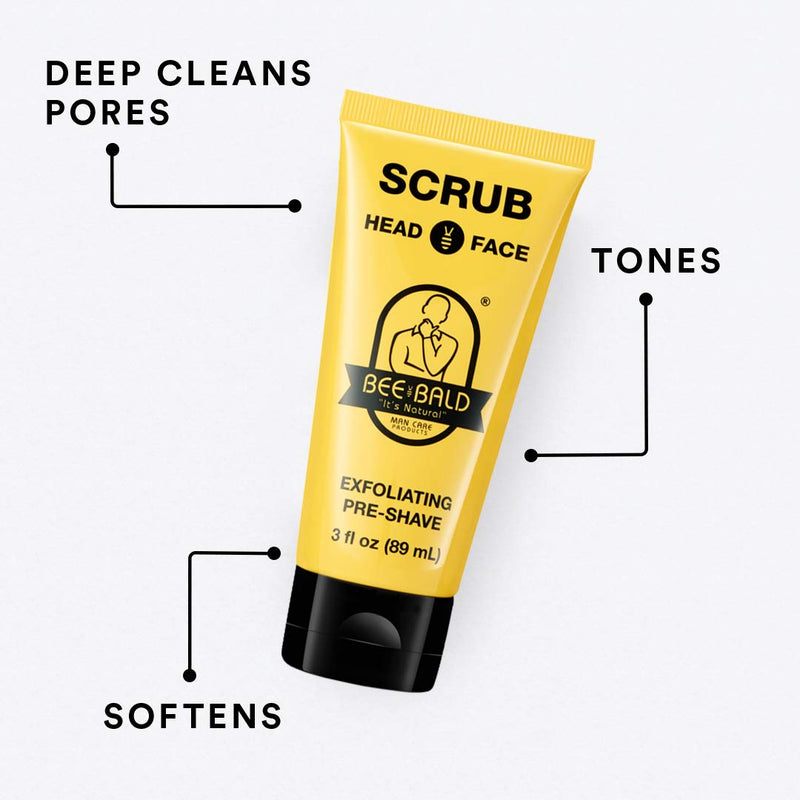 [Australia] - BEE BALD SCRUB Exfoliating Pre-Shave deep cleans and removes pore clogging dirt, oil and dry, flaky skin, preparing it for a ‘super close shave’ and leaving it ‘smoother than a baby's behind’, 3 Fl. Oz. 