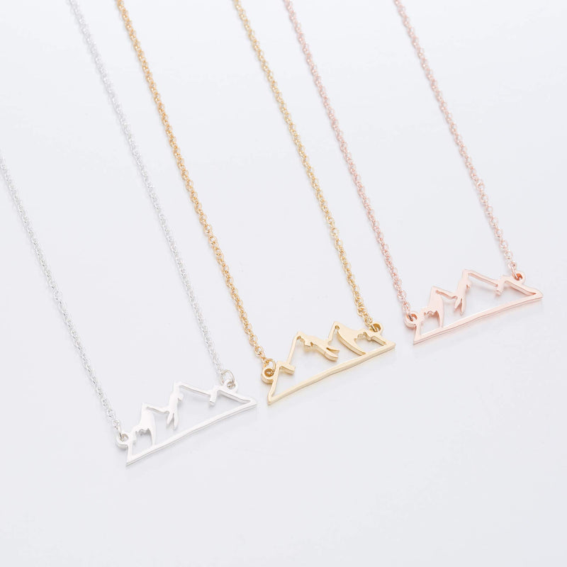 [Australia] - Minimalist Snowy Mountain Necklace Hiking Mountain Peak Pendants Necklaces Jewelry Climbing Nature Outdoor Lovers Gifts rose gold 