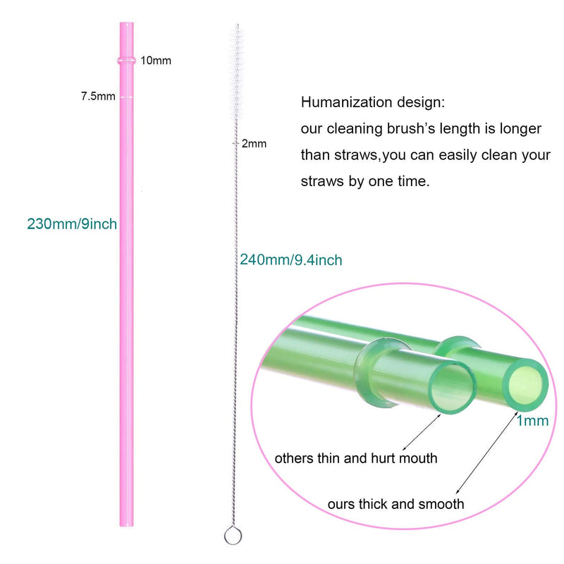 [Australia] - Dakoufish BPA Free 12 Piece 9 Inch Reusable Plastic Thick Drinking Straws for Mason Jar Yeti Rambler Plain Color（9inch，White） 9inch White 