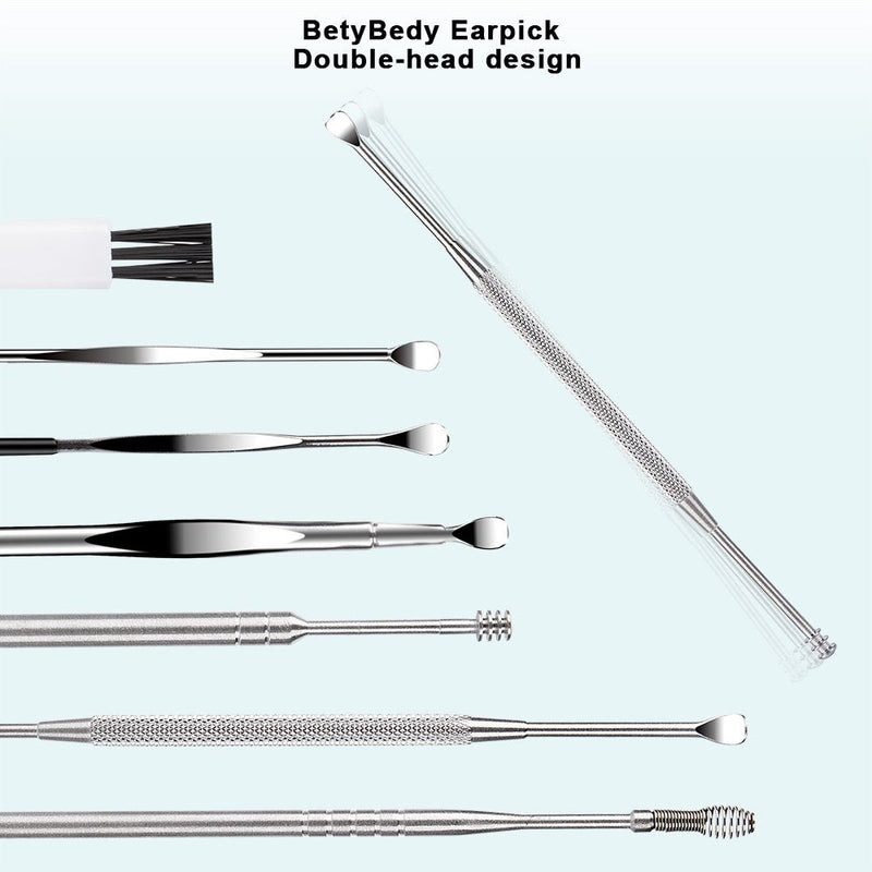 [Australia] - 7 Pcs Ear Pick Earwax Removal Kit, BetyBedy Ear Cleansing Tool Set, Ear Curette Ear Wax Remover Tool with Cleaning Brush and Storage Box, Sliver 