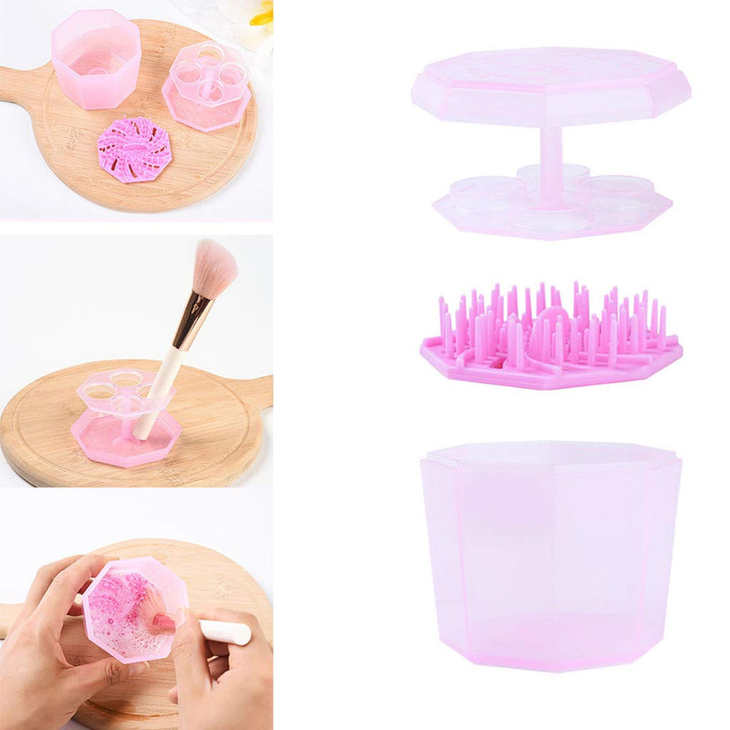 [Australia] - Makeup Brush Cleaning Mat and Drying Rack, Makeup Brush Cleaner, Silicone Makeup Brush Cleaning Solution Kit, Cleaning Bowl, Washing Pad Board, Hand Tool, Cosmetic Accessories for Girls 