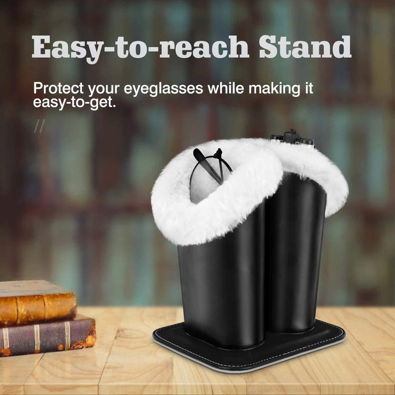 [Australia] - MoKo Eyeglasses Holder 2-Pack, Modern Velvet Plush Lined PU Leather Household Magnetic Holder Protective [Anti-scratch] [Dustproof] Stand Case for Eyeglass and Sunglasses Black 