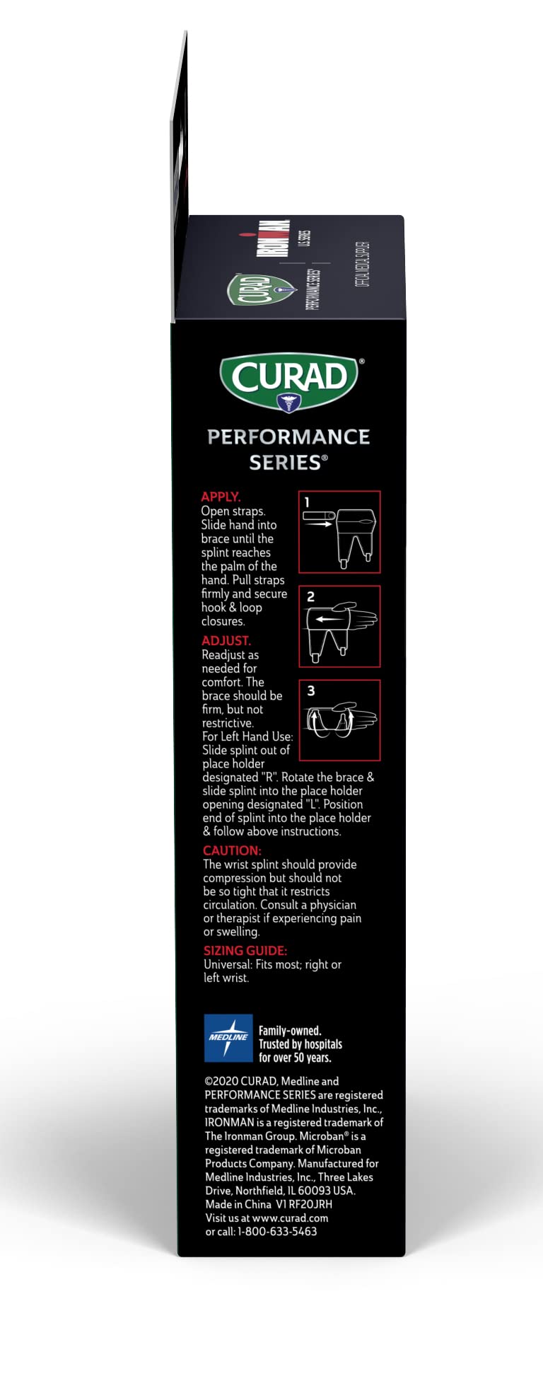 [Australia] - Curad Performance Series Ironman Wrist Support, Reversible Rigid Brace, Universal Fit for Mild Sprains and Strains 