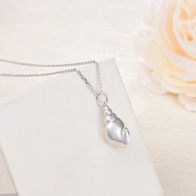 [Australia] - BEILIN Urn Pendant Necklace for Ashes 925 Sterling Silver Keepsake Memorial Cremation Ash Jewelry (Conch Urn) 