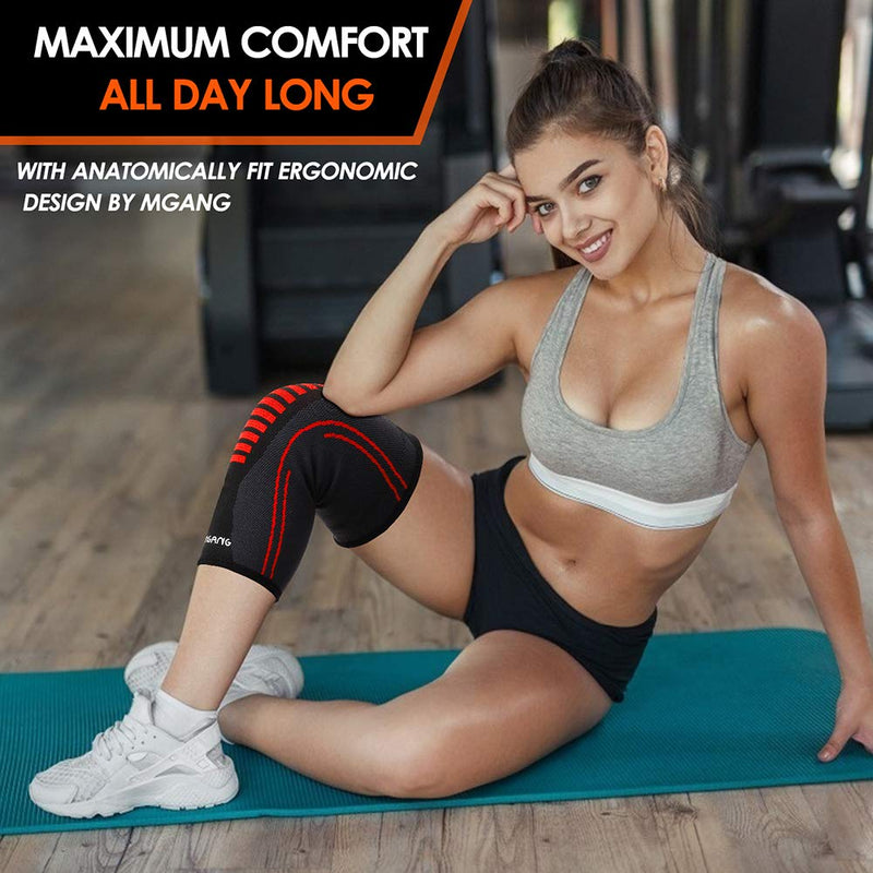 [Australia] - MGANG® Knee Brace, Premium Knee Compression Sleeves Support for Sports, Running, Basketball, Hiking, Workout, Arthritis, ACL, Injury Recovery, Joint Pain Relief, Meniscus Tear, 1 Pair Unisex, Black XXL 2X-Large (1 Pair) 