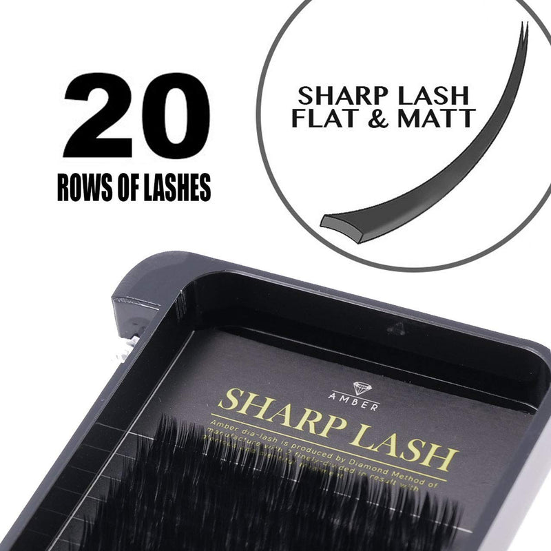 [Australia] - Eyelash Extension 20 Rows of Matte Flat Lash MIX with 0.25mm Thickness, Sharp Lash with Multi-Types of Curls (8mm~15mm, J Curl) 