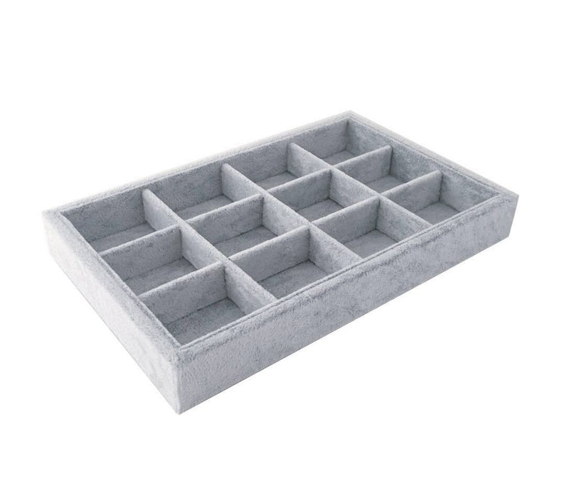[Australia] - Extremely Elegant Multi Functional Jewelry Organizer Premium Quality Velvet Stackable Space Saving 12 Grids Removable Tray 