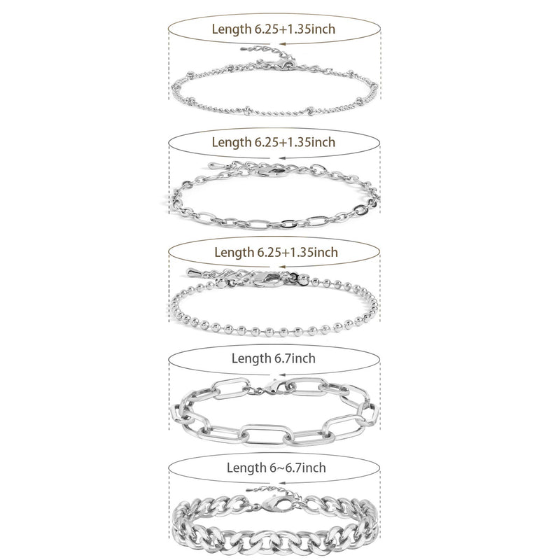 [Australia] - Elegance 11 designs Gold Link Bracelet for Women Girls 14K Gold Plated Dainty Link Beads Bracelets Adjustable Layered Metal Link Bracelet Set Handmade Fashion Jewelry. Style-1 