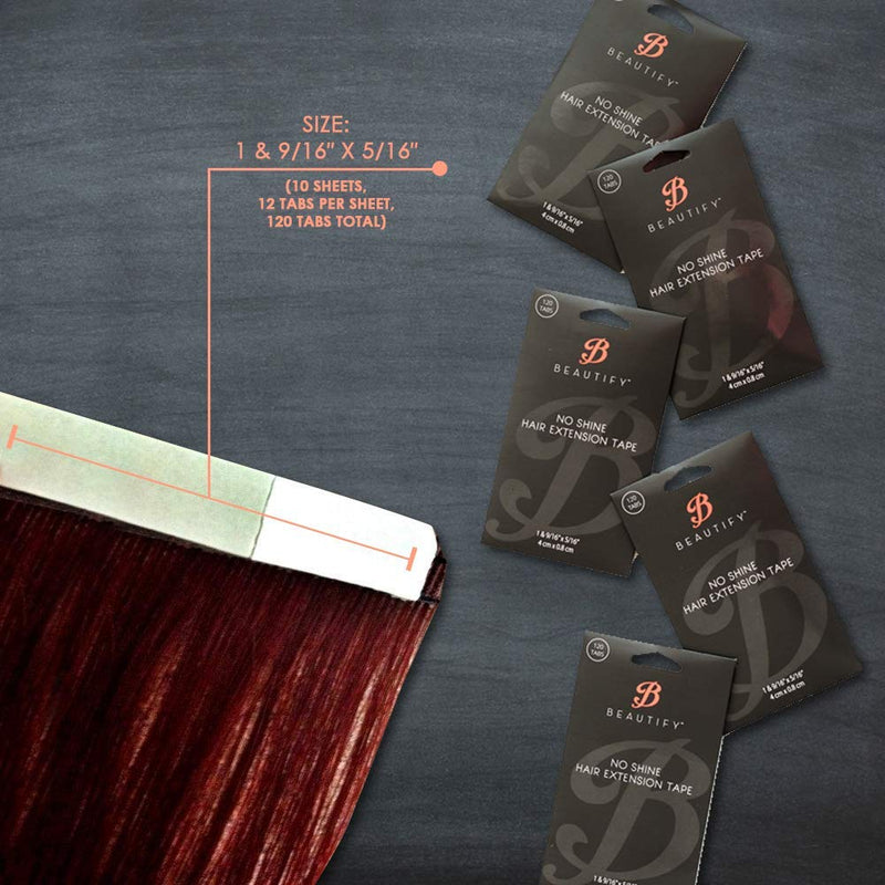 [Australia] - No Shine by BEAUTIFY Hypoallergenic Double Sided Hair Extension Tape, 4 cm x 0.8 cm, 120 Pre-Cut Tabs 4cm X 0.8cm 