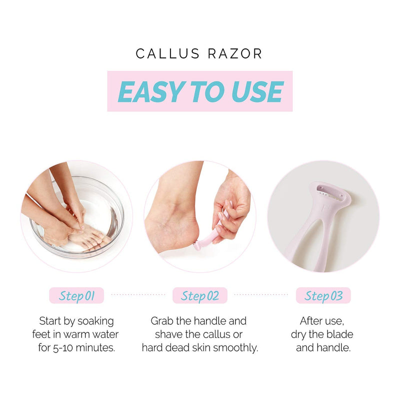 [Australia] - F3 Systems Callus Razor, Pedicure Tool, Effective for Cracked Heel, Ergonomic Design for Easy Grip, Safety Stainless Steel Callus Shaver, Blade for Foot Care, Hard, Rough, Thick Callused Skin Remover 3Pcs 