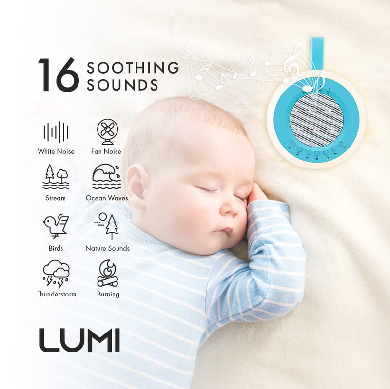 [Australia] - LUMI | Blue Portable White Noise Machine | White Noise Machine Baby | Baby Sleep Aid | 16 Sounds | 2 Colour Options | Sleep Aid for Adults, Kids & Babies | Rechargeable 