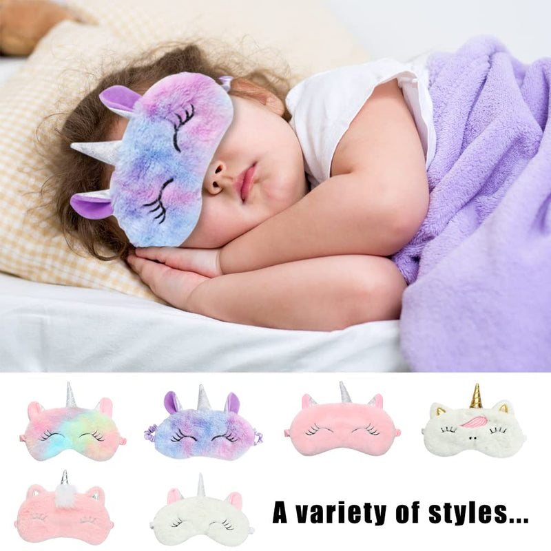[Australia] - 4Pcs Cute Sleep Mask, Unicorn Cartoon Eye Mask for Travel Nap Sleep Lunch Break Overnight Party, Soft Plush Blindfold Eye Covers for Women Girls Kids Style3 