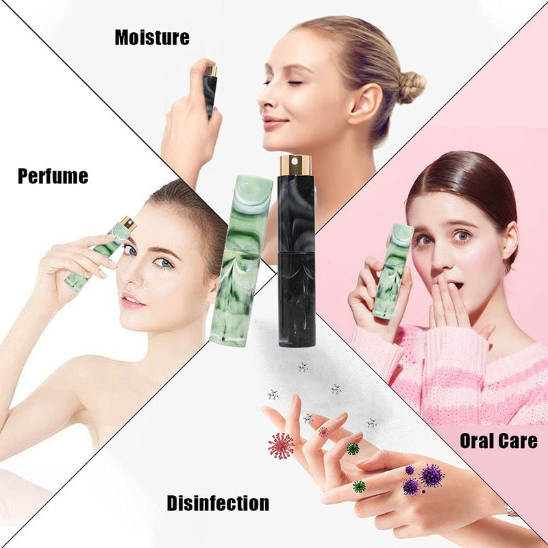 [Australia] - Perfume Atomizer Bottles Pack of 2, Vitog Refillable Mini Travel Size Empty Perfume Sprayer Spray with Funnel, Distributor, Marble Pattern Portable Spray Bottle for Women, Men ( 10ML, Black$Green ) 