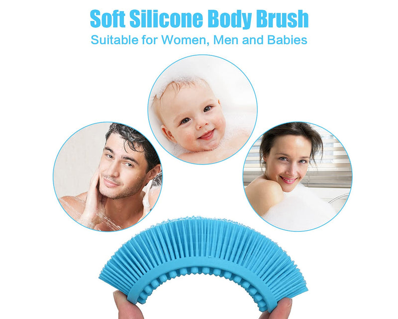 [Australia] - Silicone Body Brush, Soft Body Scrubber Shower Brush Exfoliating Cleaning Brush, Comfortable Face Skin Massage Tool (Blue) 