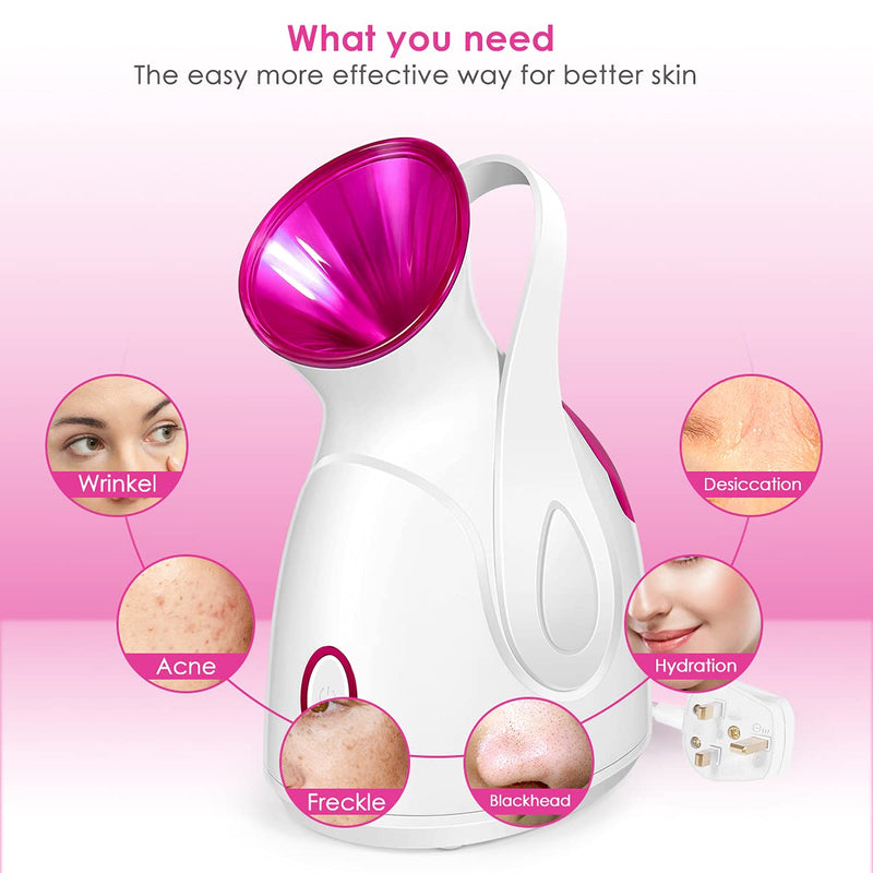 [Australia] - Facial Steamer, 3-in-1 Portable Warm Mist Face Steamer, Newest 10X Penetration Nano Ionic Facial Steamer for Women Moisturizing for Home SPA Cleansing Pores(4 Piece Stainless Steel Skin Kit Included) 
