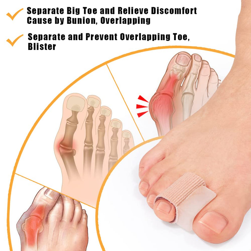 [Australia] - Povihome 8 Pack Gel Toe Spacer Separators, Bunion Corrector for Overlapping Toe with Soft Gel Lining for Hallux & Bunion Pain Relief (3 Pack of Large Size+ 2 Pack of Medium +3 Pack of Small) 