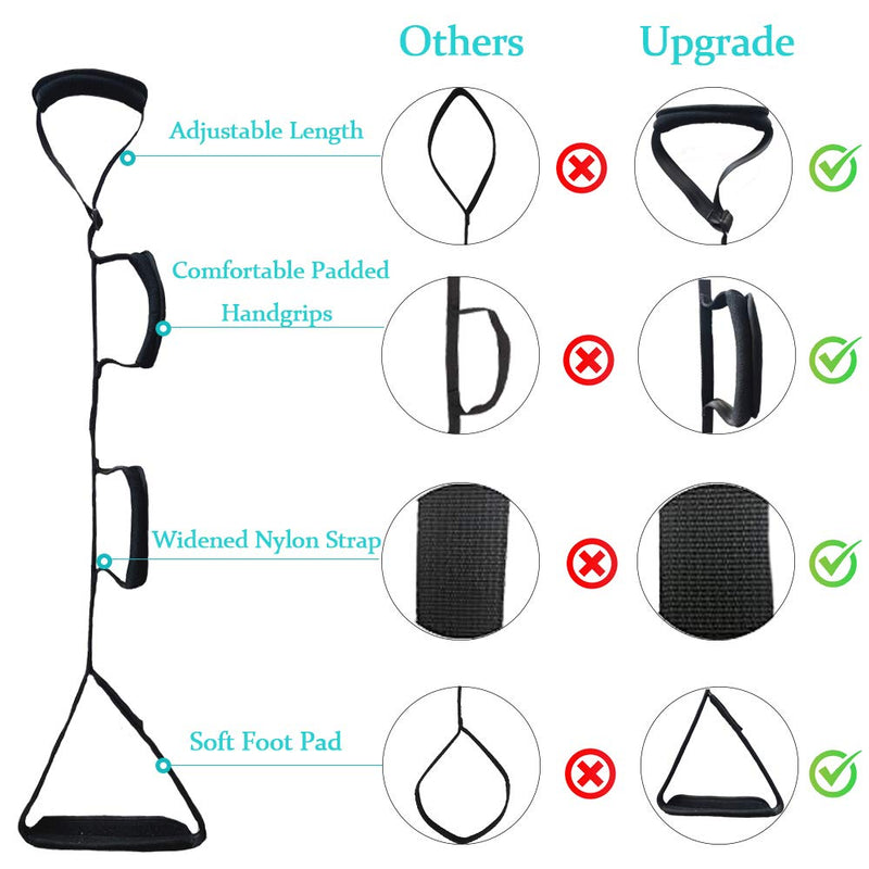 [Australia] - Fanwer 35-44 Inch Long Leg Lifter Strap - Multi-Loop Adjustable, Padded Handgrips & Soft Foot Pad, Hip & Knee Replacement Surgery, Rigid Foot Loop & Hand Grip, Mobility Aids for Wheelchair, Car, Bed 1 Count (Pack of 1) 