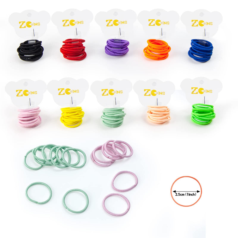 [Australia] - ZCOINS Elastic Hair Ties for Thin Hair,Ponytail Holders Value Pack for Newborn Girls,100pcs/pack Multicolor Mixed 