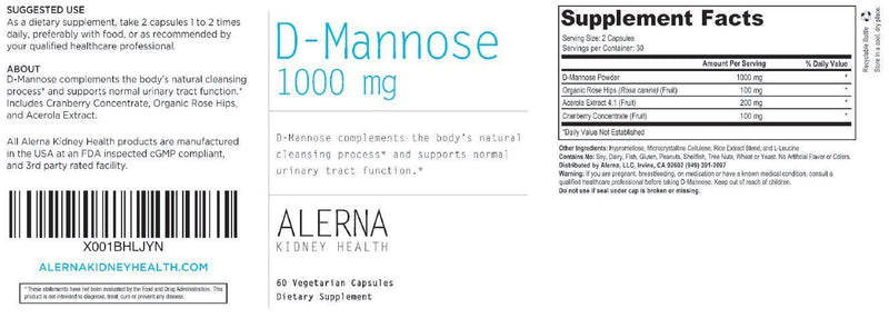 [Australia] - D-Mannose (1000mg) with Organic Rose Hips and Cranberry Concentrate to Support Normal Urinary Tract Function - (3 Bottles) 60 Count (Pack of 3) 
