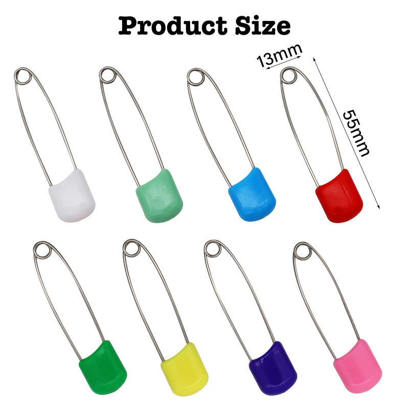 [Australia] - Nappy Pins Safety Lock Diaper Pins Plastic Head Hold Clip Locking Cloth Bib Diapers Pins 55mm Durable Head Fasteners With Safety Lock Closures, Ideal for Flat and Prefold Nappies(8pins) 