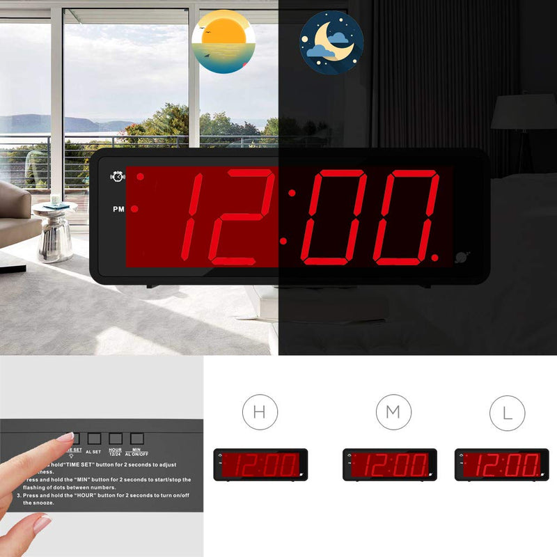 [Australia] - Alarm Clock, Large Display 1.8" LED Numbers, Adjustable Led Brightness, Battery Operated, 12/24Hr, Snooze, Clearly Visible Day and Night, Loud Alarm Clock for Heavy Sleepers Adults, Kids, Elderly 
