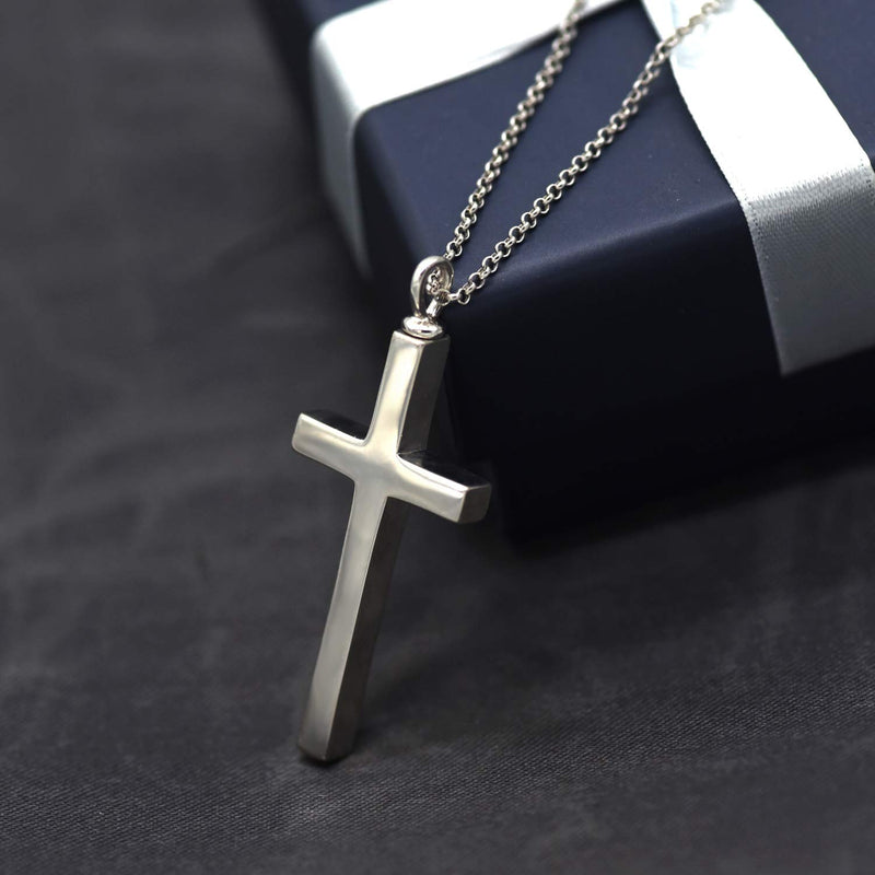 [Australia] - BEILIN 925 Sterling Silver Cremation Jewelry Cross Urn Pendant Memorial Cross Urn Necklace for Ashes 