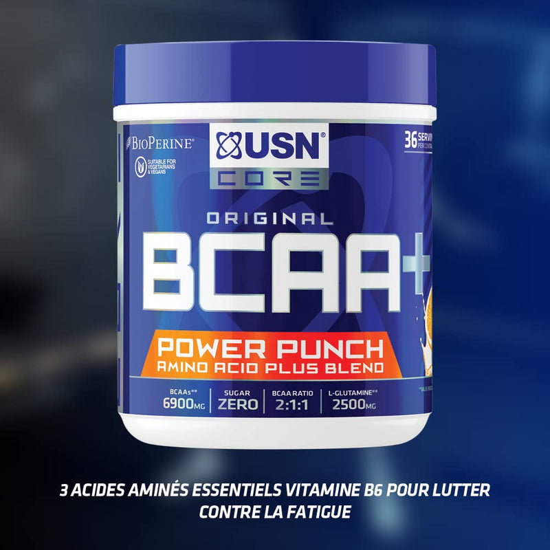 [Australia] - USN BCAA Power Punch, BCAA Powder with Vitamin B6 Intra Workout Amino Drink, Watermelon, 200 g 
