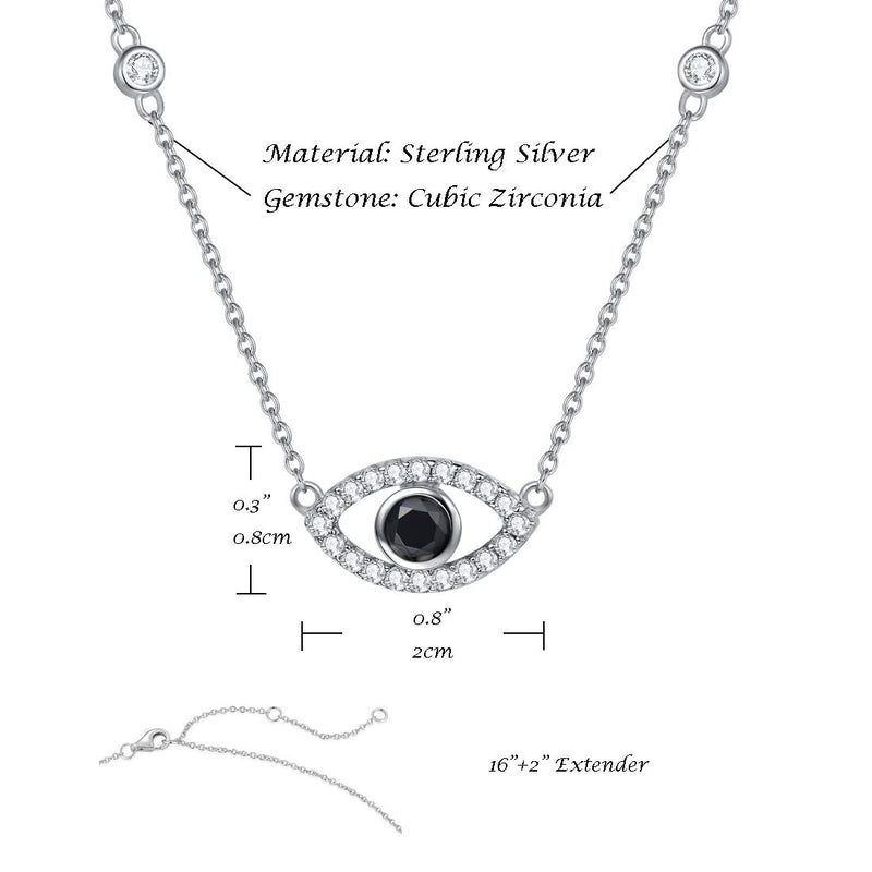 [Australia] - FANCIME Sterling Silver Evil Eye Necklace Earrings Bangle Cubic Zirconia Simulated Diamond Pendant Fine Jewelry Set for Women Girls Black CZ Necklace 