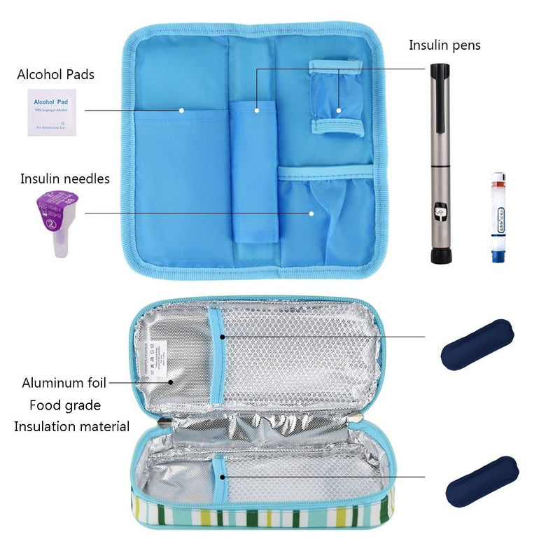 [Australia] - Goldwheat Insulin Cooler Travel Case Diabetic Medication Organizer Medical Cooler Bag with 2 Ice Pack Waterproof and Insulation Liner, Light Blue 