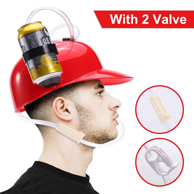 [Australia] - SMOQIO Beer Hat, Beer Helmet for Drinking Beer and Soda - Red with Two Regulating Valves for Party Fun Blue 