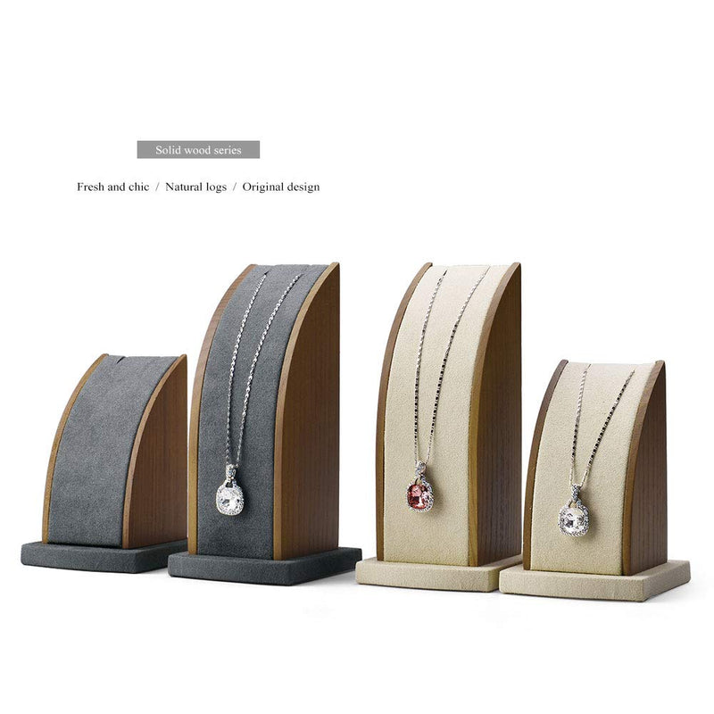 [Australia] - Oirlv 2Pcs/Set Necklace Pendant Display Stand Jewelry Display Holder Solid Wood Base (Creamy-White) Creamy-white 