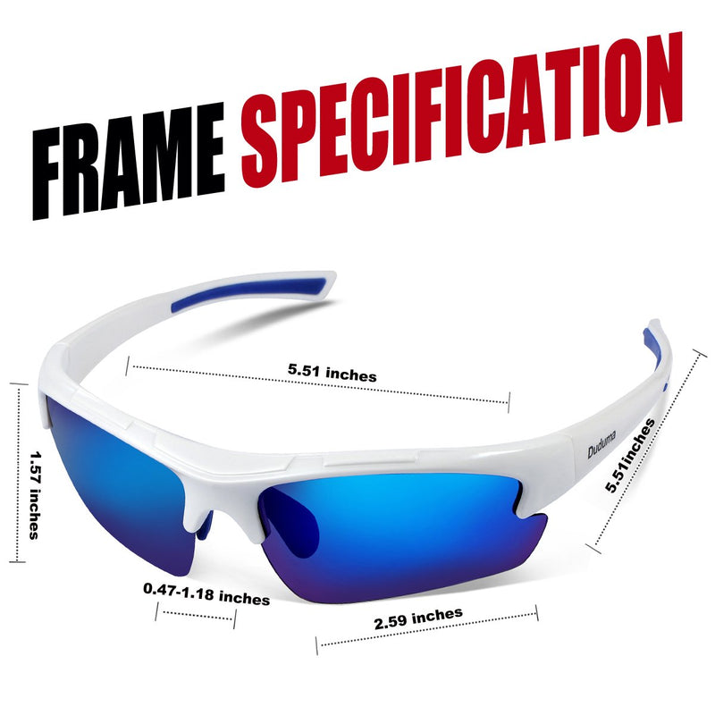 [Australia] - Duduma Polarized Designer Fashion Sports Sunglasses for Baseball Cycling Fishing Golf Tr62 Superlight Frame White/Blue 