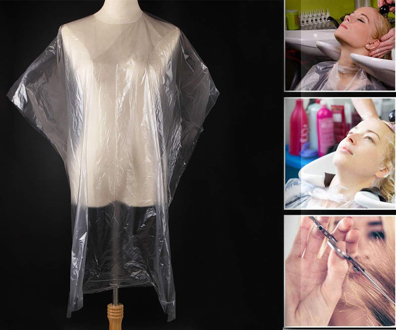 [Australia] - HIPIHOM Disposable Hair Cutting Capes 50Pcs Transparent Waterproof Haircutting Shawl for Salon and Home 