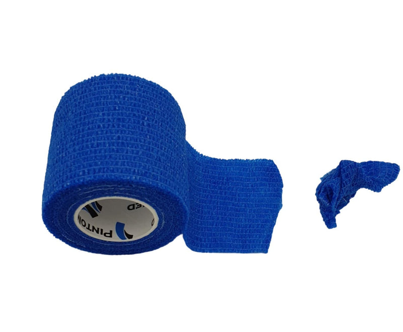 [Australia] - PintoMed - BLUE Cohesive Bandage Stretched 6 Rolls x 5cm x 4.5m Self-adhesive Flexible Bandages, Professional Quality, First Aid Sports Wrap Bandages - Pack of 6 